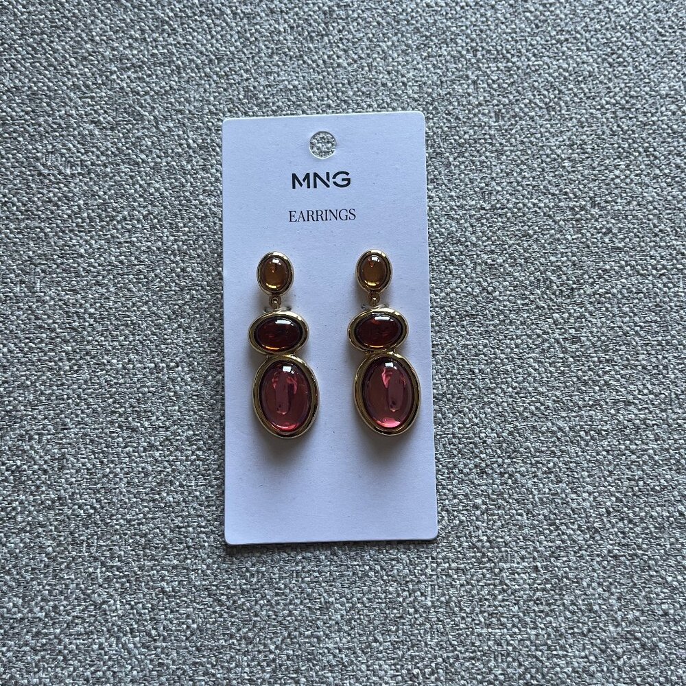 NWT - Mango Women's Earrings with Geometric Appliqué